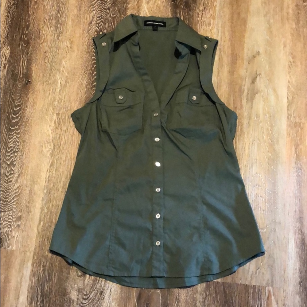 Express Sleeveless Button Down